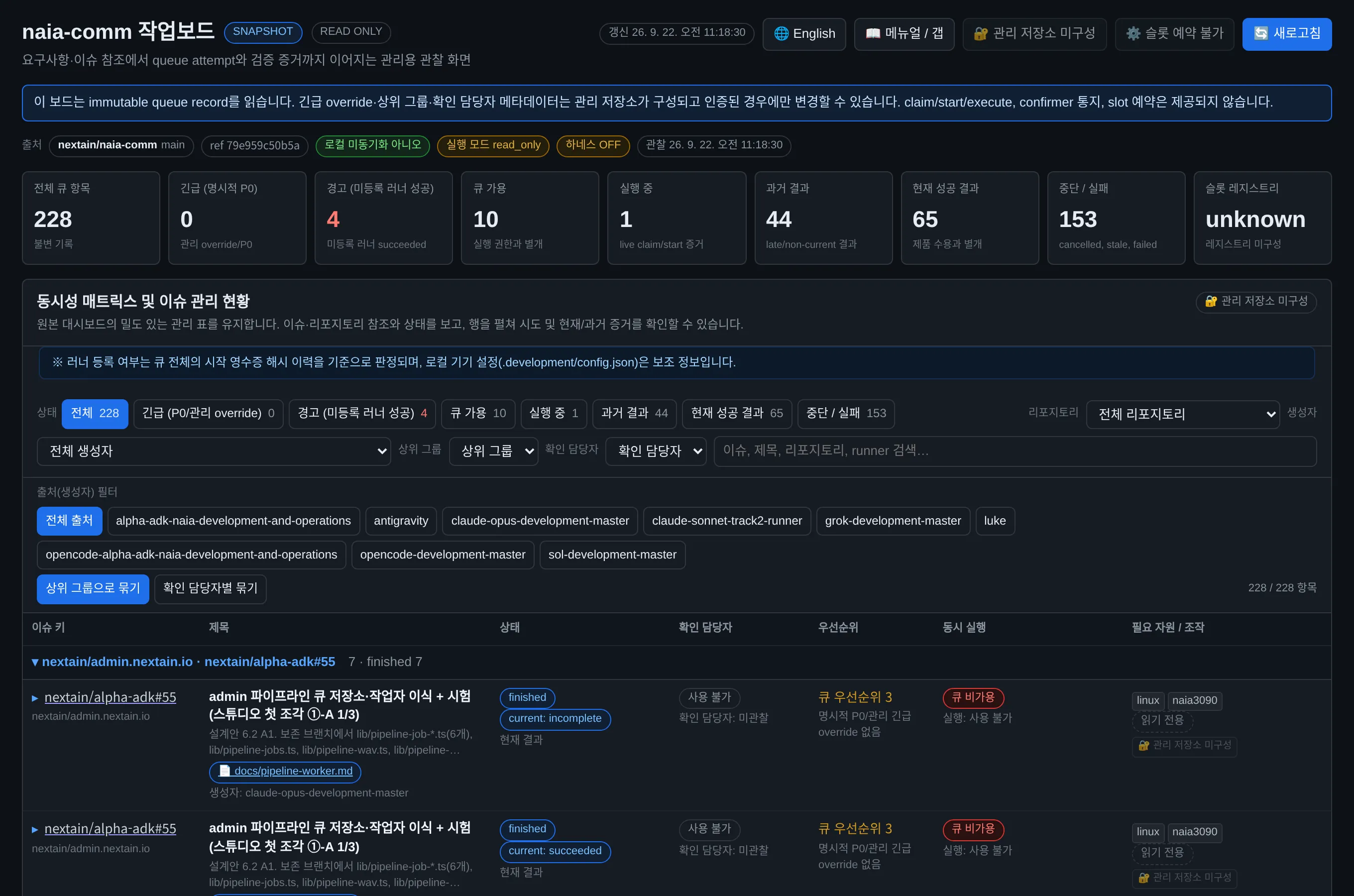 naia-comm workboard execution status